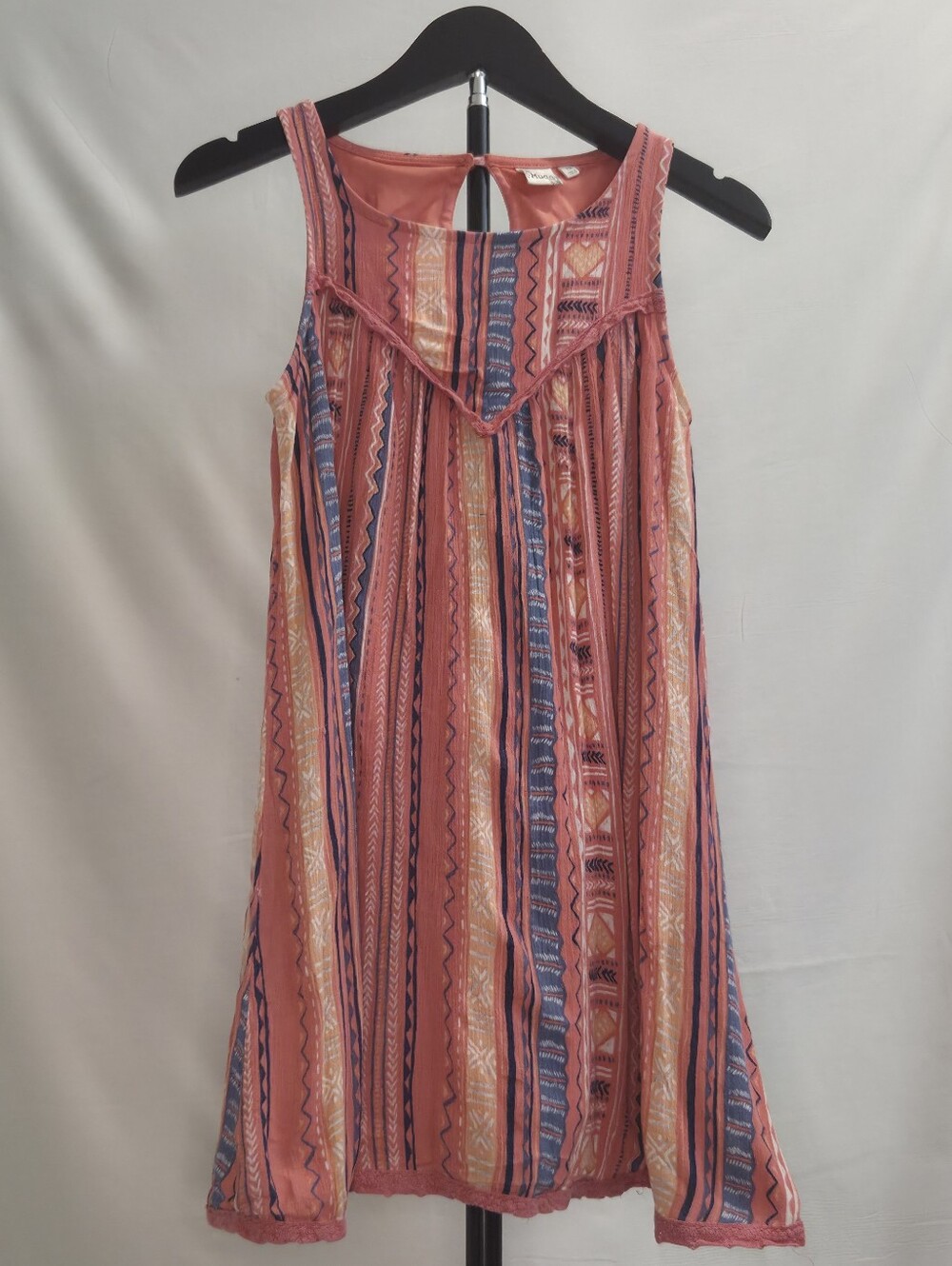 Sleeveless Coral Striped Swing Dress